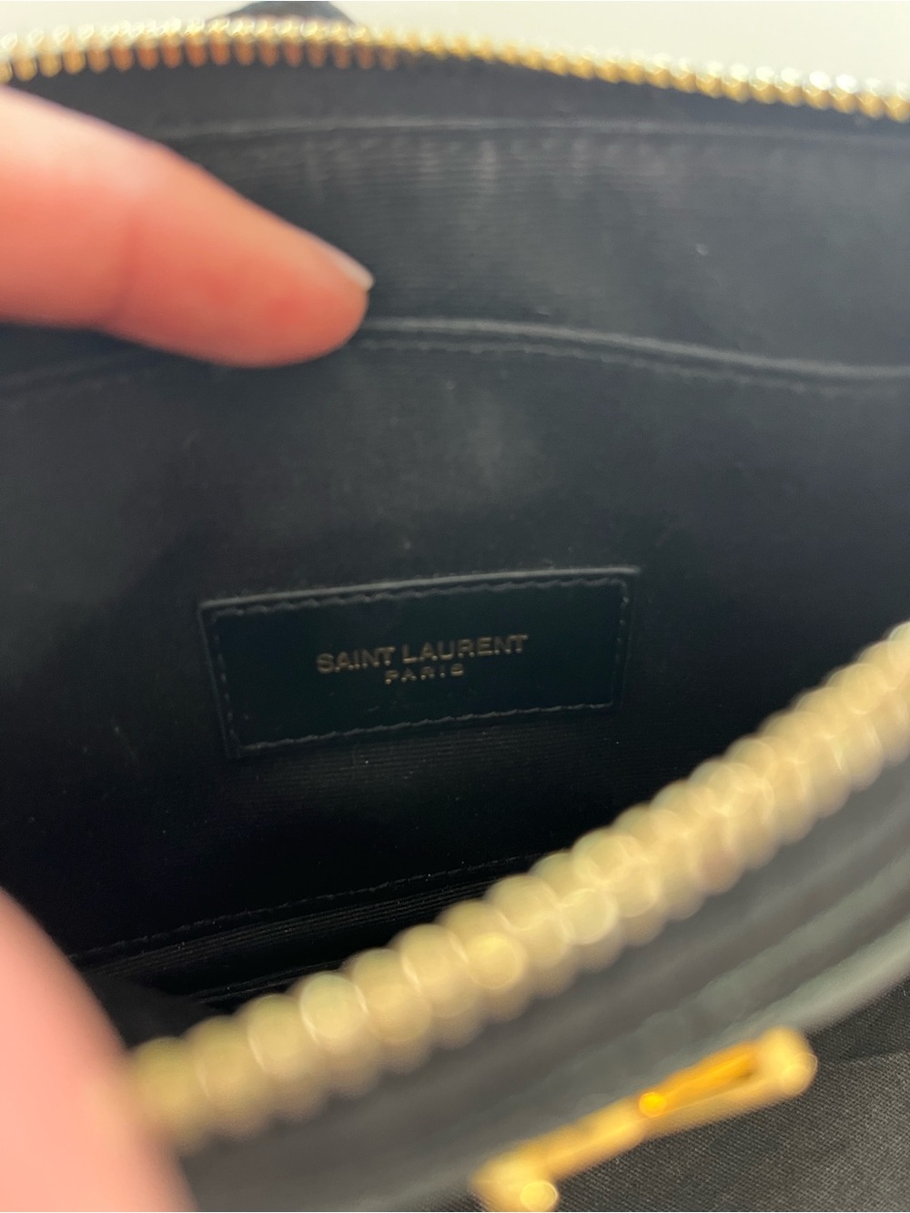 Saint Laurent Cassandre Zip Pouch Clutch Black Grain De Poudre Leather Gold YSL - Picture 9 of 11